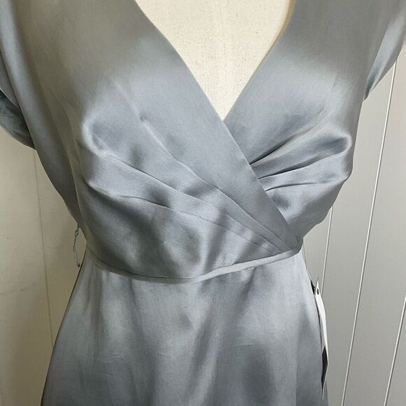 Brand New J. Crew Women’s 4 100% Silk Melanie Knee Length Dress Grey Wrap - Picture 2 of 15